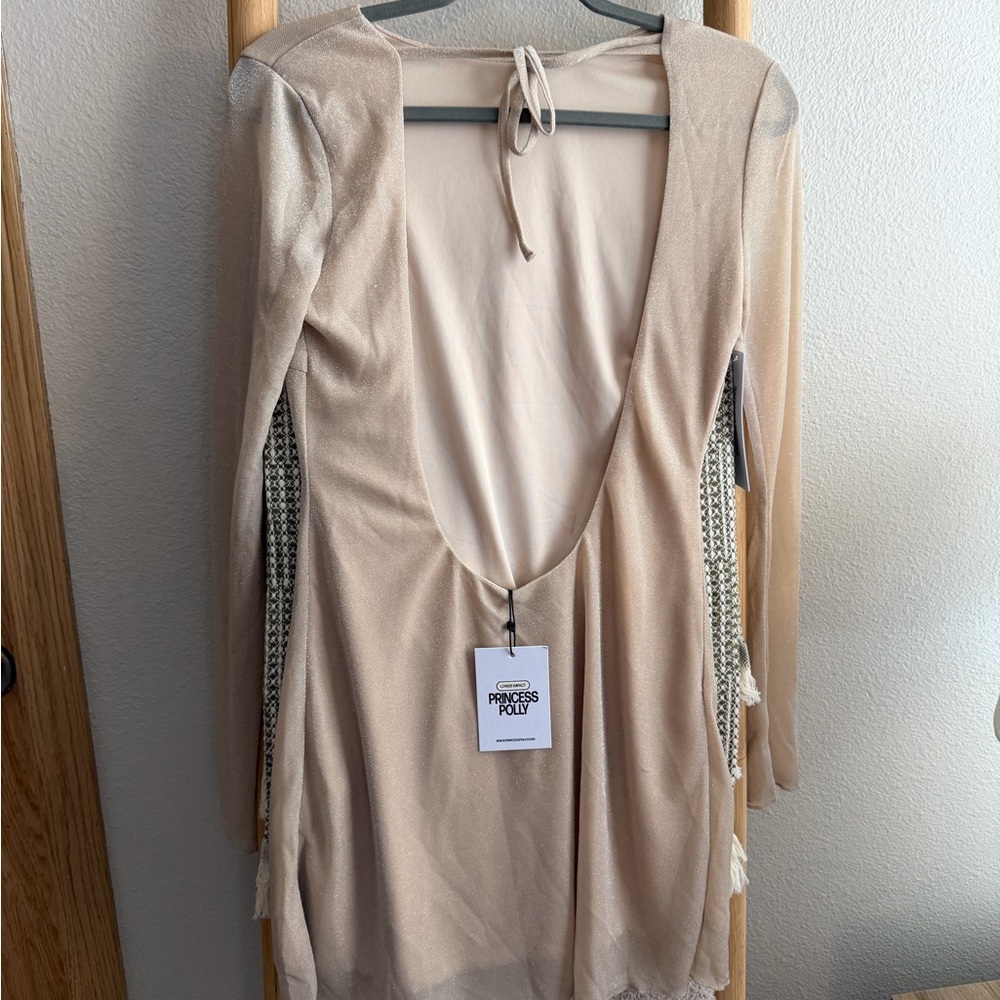 Long Sleeve Champagne Mini Dress - Picture 4 of 4